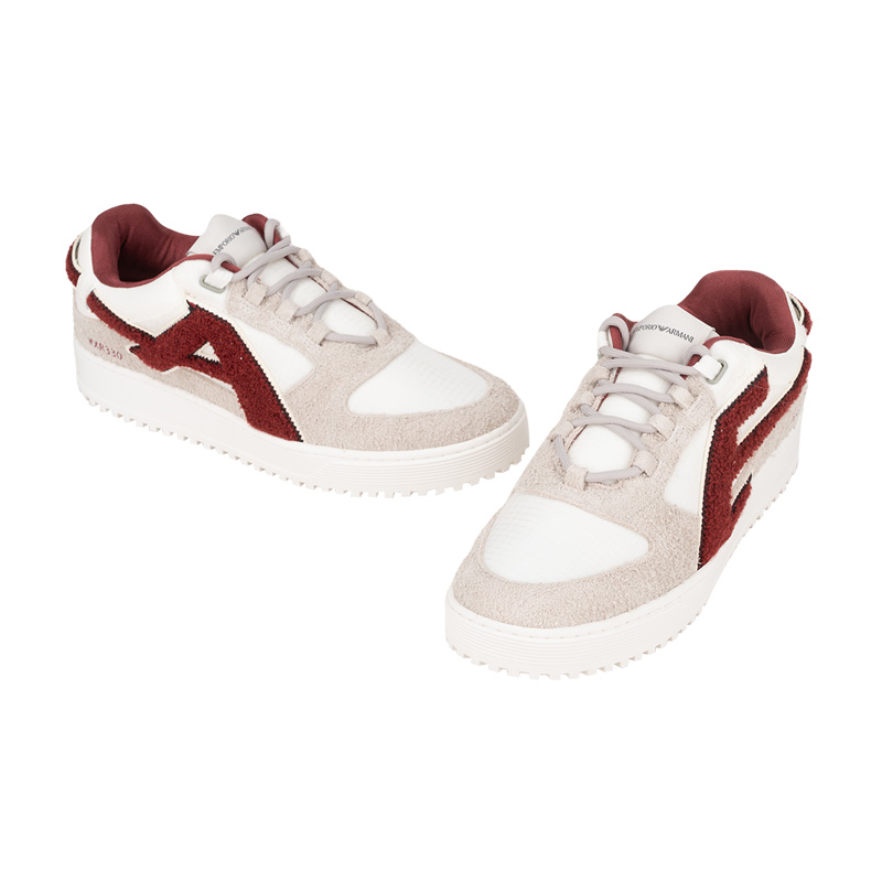 EMPORIO ARMANI阿玛尼男女同款logo系带低帮休闲运动鞋男女XY推选 - 图0