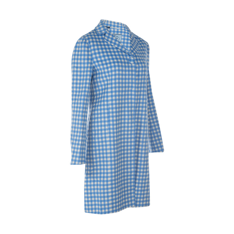 prada /普拉达时尚格子羊毛连衣裙 para海外毛呢外套