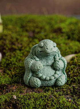 仿真花卉盆景摆件趣味龟蛙微景观鱼缸摆设假山流水装饰小配件茶宠