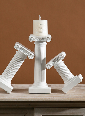 北欧罗马柱立柱烛台天使摆件橱窗样板房拍摄道具软装家居装饰品