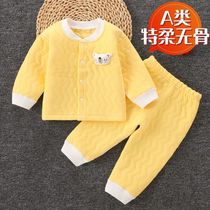 Pure Cotton Autumn Clothes Suit Baby Spring Autumn Clothes Autumn Pants Baby Clothes Winter Warm Clothes Thickened Underwear Cotton Baby Sleepwear