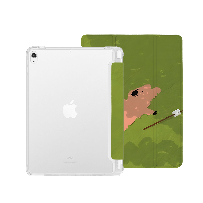 夏日动物绿可爱小众适用平板壳iPad7/8/9/10壳2020带笔槽Air1/2/3/4/5苹果2021第九代11寸Pro三折mini6保护套 - 图0