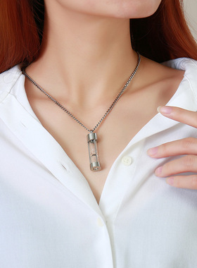 钛钢透明瓶香水瓶骨灰瓶沙漏项链