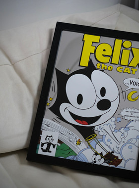 复古卡通菲力猫热气球镜面装饰画