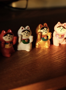 招财猫猫F4粉白金猫咪公仔玩具祝福美好寓意装饰摆件氛围怀旧感