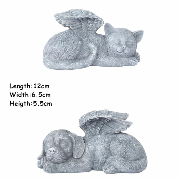 Resin Angel Dog Cat Statue Garden Decor Puppy Tombstone Scul-图0