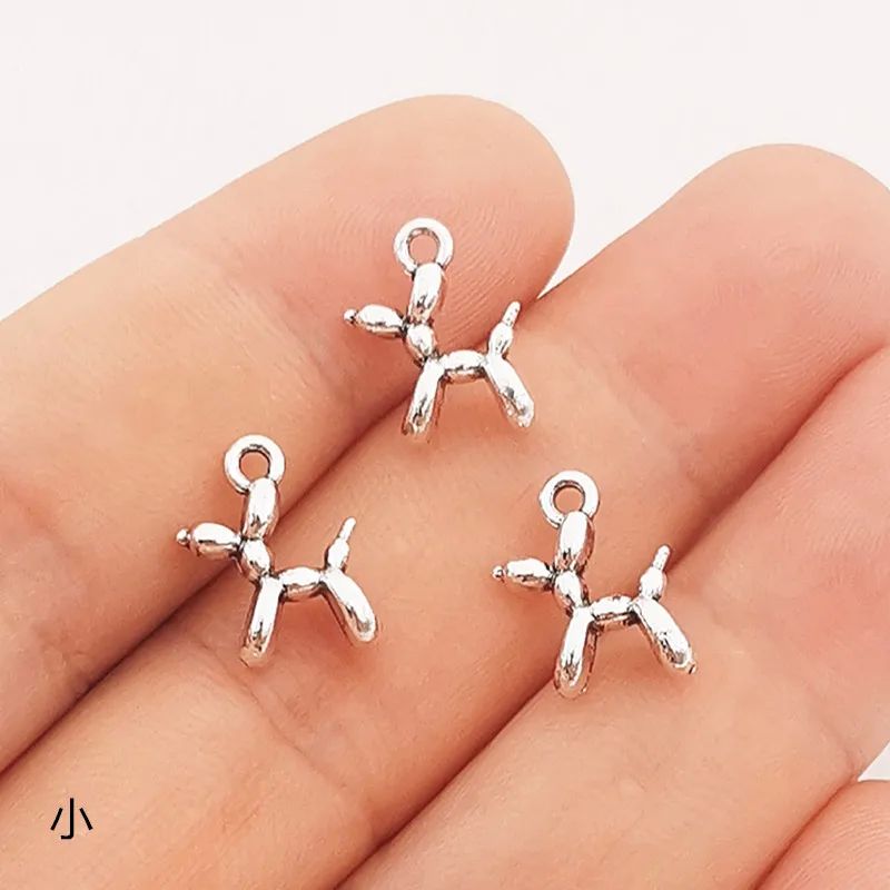 20pcs 10x14mm Antique Silver Color Zinc Alloy Balloon Dog Ch - 图1