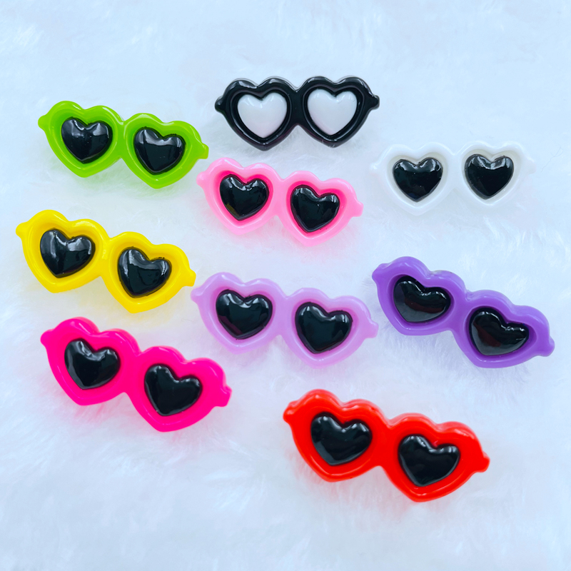 14Pcs New Cute Resin Mini Cartoon Heart-Shaped Glasses Flat - 图1