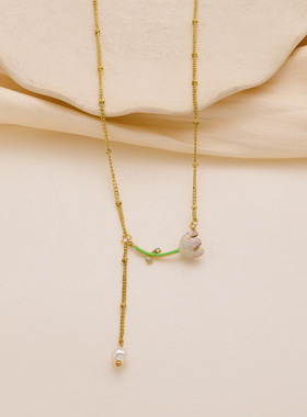 郁金香流苏吊坠珍珠项链女森系气质超仙锁骨链时尚个性百搭配饰潮