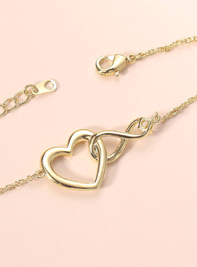 ins风镂空8字无限爱心形手链女单锆石简约百搭手饰品跨境电商配饰