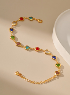 跨境外贸专供糖果色亚克力串珠手工制作甜美手串民族风镀18K手链