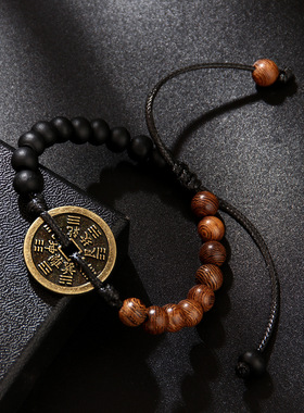 跨境热销民族风编织串珠手串新中式小众设计山鬼花钱手绳百搭手链