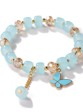 亚马逊跨境外贸新品蝴蝶水晶琉璃手链女士百搭高级感配饰串珠饰品