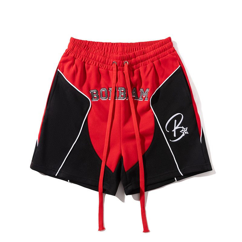 潮牌嘻哈拼色短裤男 夏季宽松阔腿运动裤 街头风百搭四分篮球裤,淘宝优惠券,粉丝福利购,淘宝优惠卷