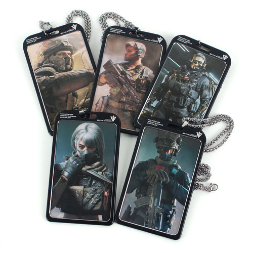 铄捷 三角洲周边 干员卡片红狼麦晓雯吊牌金属卡套龙骨链胸牌挂绳 - 图3