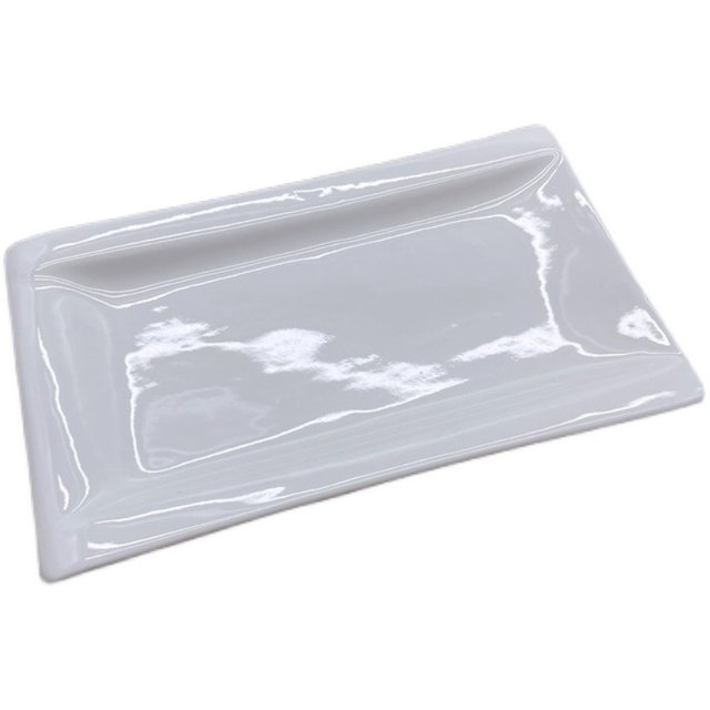 White rectangular stir-frying ceramic tableware