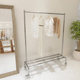 Clothing store display rack stainless steel with wheels
