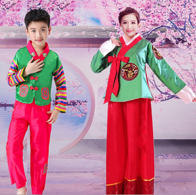 新款朝鲜族舞蹈服装演出服韩服成人男女大长今传统宫廷民族亲子服-图1