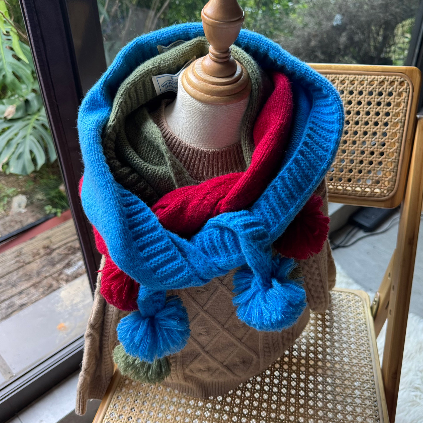 蓝色儿童围巾三角巾2025新款小男孩宝秋冬季护颈保暖围脖防风冬天