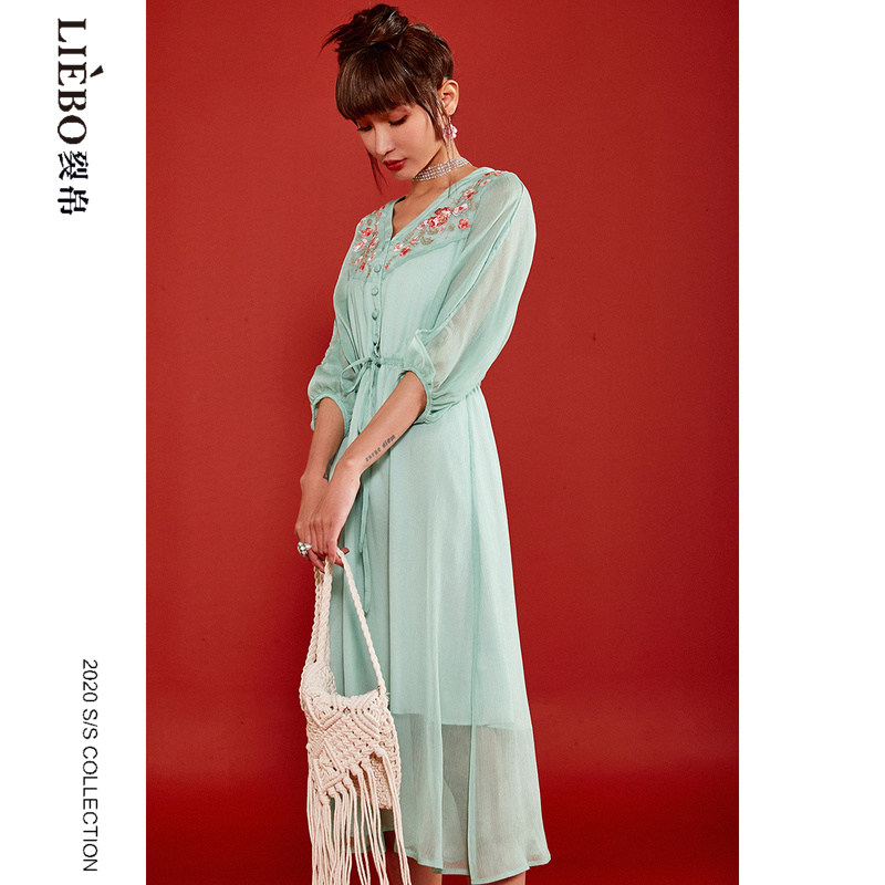 裂帛汉服2020新款春秋旗袍连衣裙 裂帛立天连衣裙