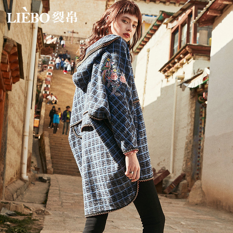 裂帛2020秋冬新款流行呢子加棉大衣 裂帛立天毛呢外套