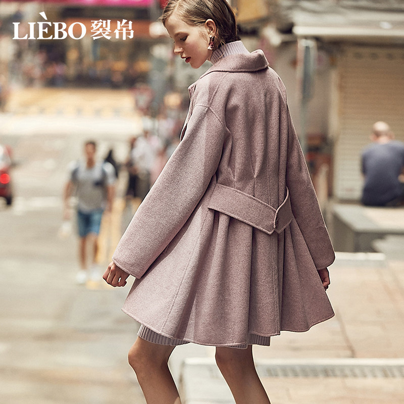 裂帛2020新款冬季收腰对称毛呢大衣 裂帛立天毛呢外套