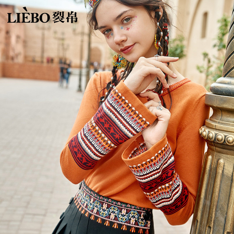 裂帛套头女2019冬新款复古港风毛衣 裂帛立天毛衣