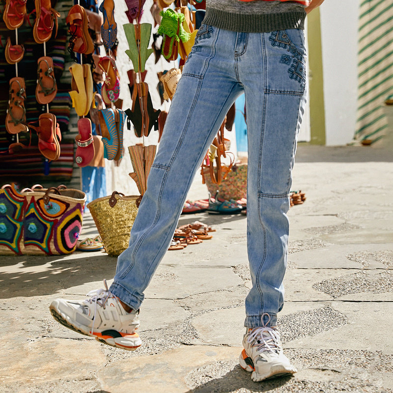 裂帛束脚春装2020年新款女裤牛仔裤 裂帛立天牛仔裤