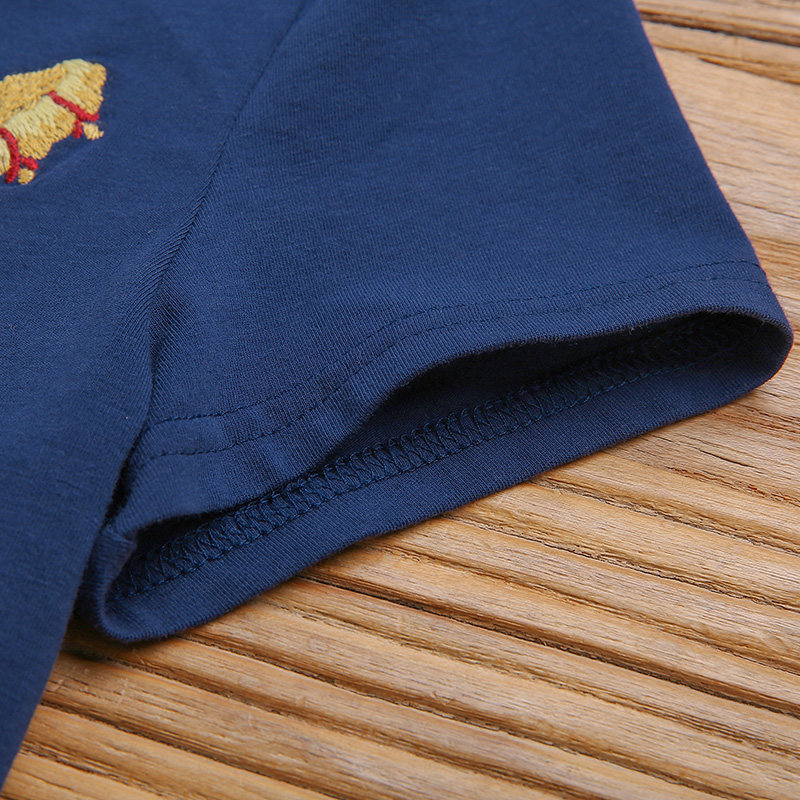 裂帛刺绣撞色v领短袖t恤女打底衫 裂帛立天T恤