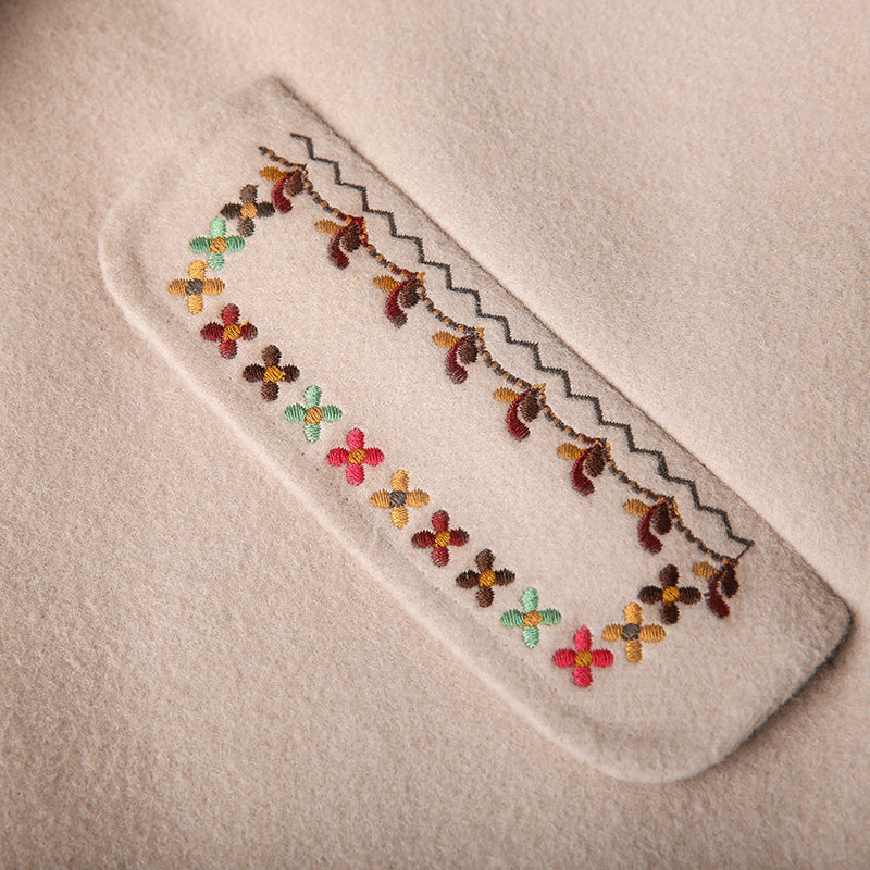 裂帛2020冬装新款刺绣民族风女大衣 裂帛立天毛呢外套