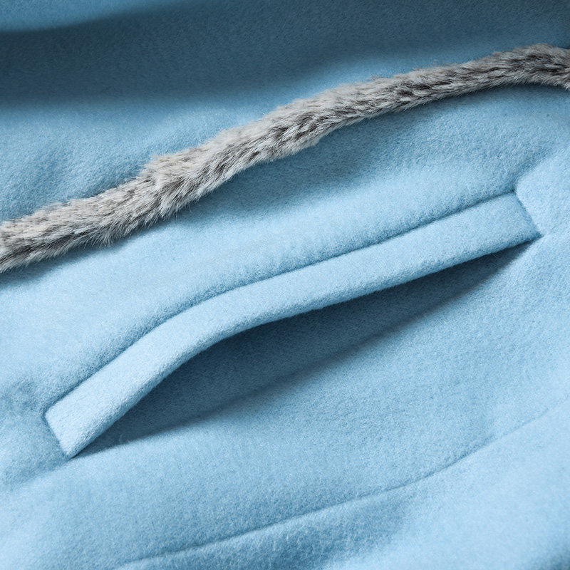 裂帛2019新款毛毛边中长款女呢大衣 裂帛立天毛呢外套