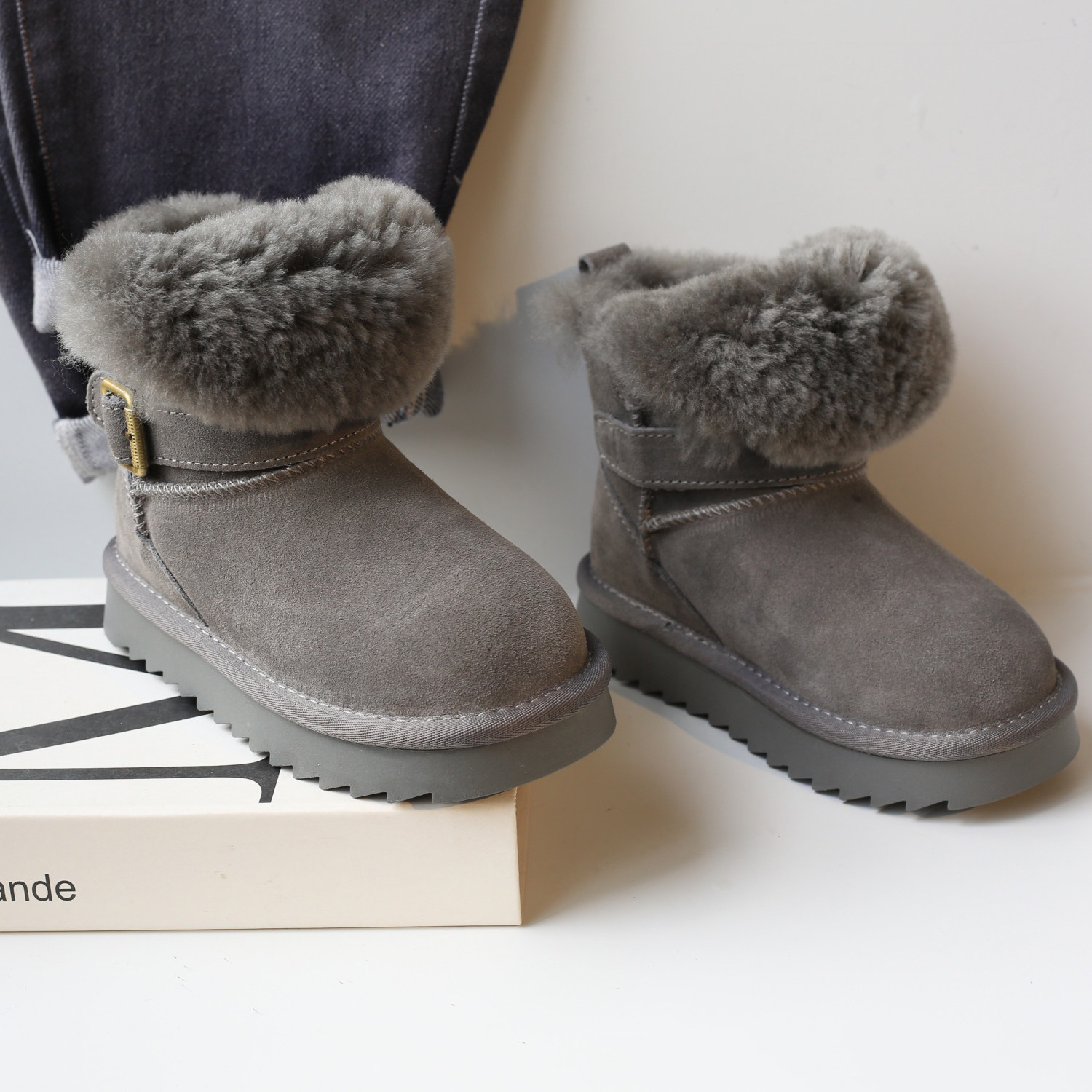 亲子磨砂真皮儿童棉鞋加绒加厚男童靴子2025新款冬鞋女童雪地靴,淘宝优惠券,粉丝福利购,淘宝优惠卷