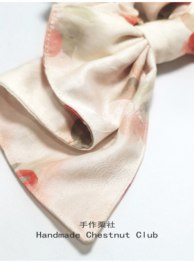 复古可爱提花印花细闪面料大蝴蝶结大肠发圈发绳丸子头皮筋 发饰