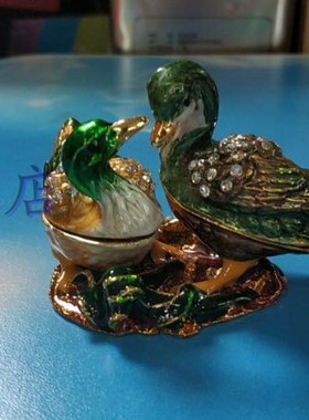 彩绘合金首饰盒鸳鸯戏水结婚礼物