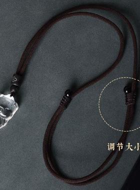 天然白水晶小猪吊坠生肖猪项链男女款挂件时尚饰品护身符礼物项坠