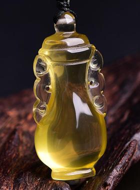 2025年蛇年十二生肖宝瓶平安瓶吊坠黄水晶项链饰品男女士饰品首饰