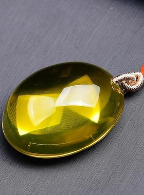 天然黄水晶平安无事牌吊坠圆形护身圆牌项链民族风情侣挂件毛衣链