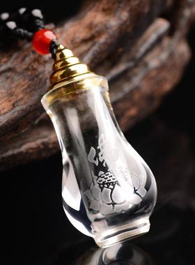 礼物天然白水晶舍利塔吊坠楞严咒佛塔嘎乌盒许愿瓶舍利子项链