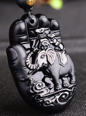 2025年生肖羊吊坠黑曜石吉象护鼎挂件属相吉祥物宏男女款挂件