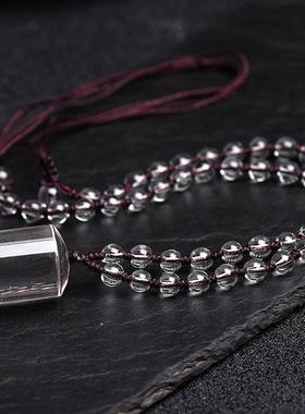 私人订制天然白水晶印章吊坠项链坠可做挂饰章料包挂原石章料刻字