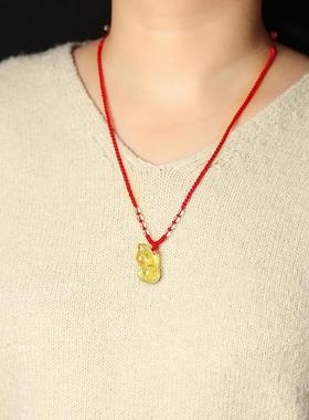 天然黄水晶生肖狗挂件本命年属兔六合项链男女款小狗吊坠蛇年饰品