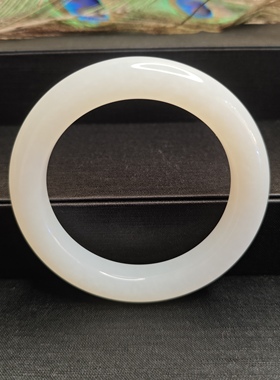 珍藏老坑料新疆和田玉平安手镯羊脂白玉玉石玉器真玉送女57来礼物