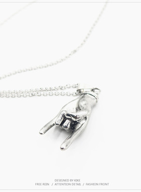 摇滚手势钛钢项链个性日韩学生