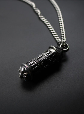 可打开六字真言钛钢藏族吊坠