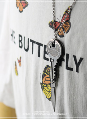 小刀项链酷潮人个性edc拆快递包裹工具防身链子男女创意钥匙刀酷