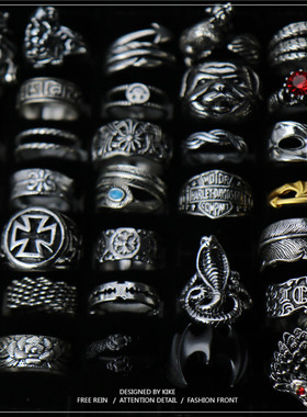 福祥福网红可调节摇滚开口戒指