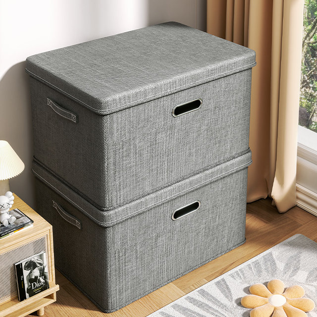 Cotton and linen clothing storage box household large capacity clothing sorting box wardrobe foldable storage quilt sorting box
