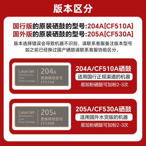 适用hp惠普cf510a硒鼓m154a彩色激光打印机204a粉墨盒m181fw粉墨盒m180n带芯片m180nw无芯片m154nw粉盒 - 图1