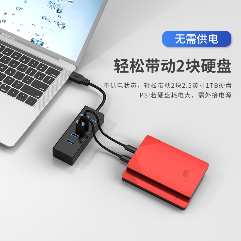 usb3.0扩展器分线器多口type-c笔记本电脑外接口hub一拖四转换sup多功能集线器usb接口延长线外接u盘扩展坞