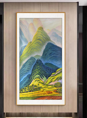 自粘玄关巨人山靠山图防水油画布